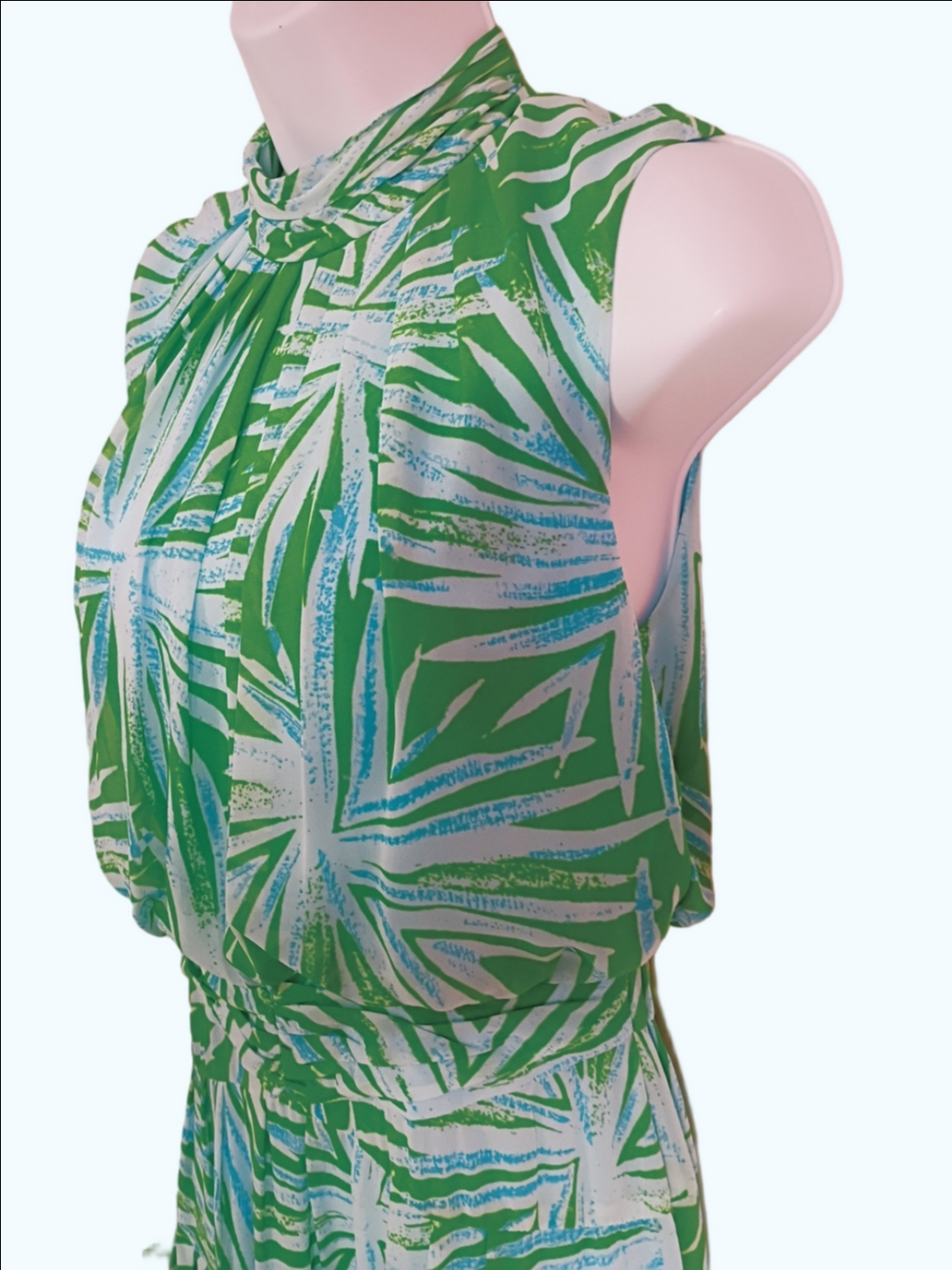 DVF  Diane Von Furstenburg Size 4 Green Palm Print Chiffon Maxi "Menon" Spring26 - Picture 5 of 15